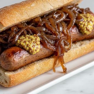 Chapata con salchichas al vino 