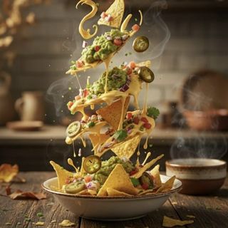 Nachos con salsa de cheddar