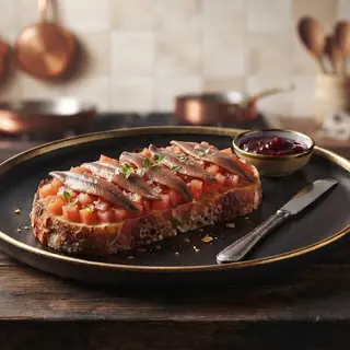 Tostada De Tomate Con Anchoas