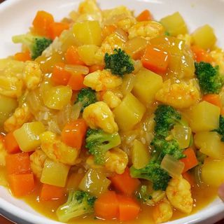 Gambas con salsa curry