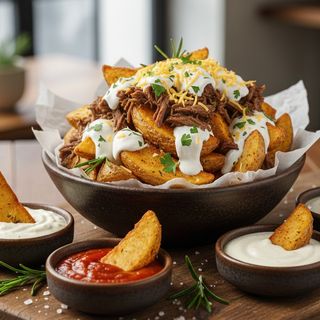 Papas Rústicas Con Ternera Desmechada