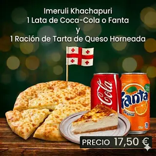 Imeruli khachapuri,tarta de queso horn.y 1 lata Cocacola o F