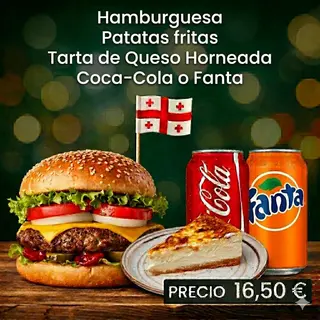 Hamburguesa+ postre(tarta de queso)
