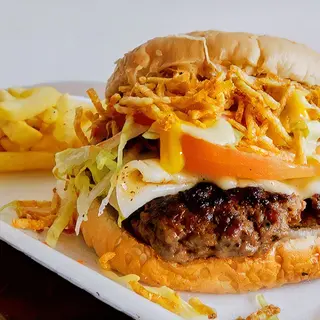 Hamburguesa de ternera con papas