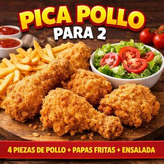 PICA POLLO 4 PIEZAS CON PATATAS