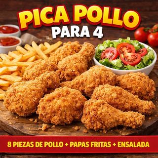 PICA POLLO 8 PIEZAS CON PATATAS