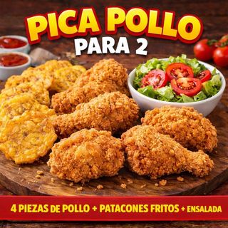 PICA POLLO 4 PIEZAS CON PATACONES