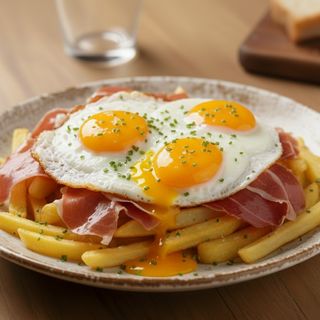 Huevos Rotos Con Patatas Y Jamón
