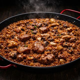 Arroz De Secreto Ibérico Y Setas De Temporada