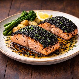 Salmón En Costra De Ajonjolí Negro