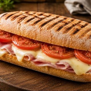 Panini de jamón, queso y tomate