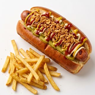 Hot Dog Americano + patatas fritas