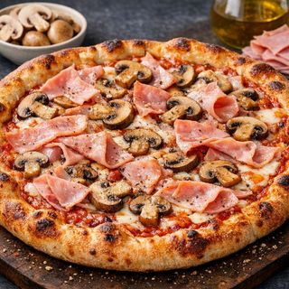 Pizza De Jamón Y Champiñones