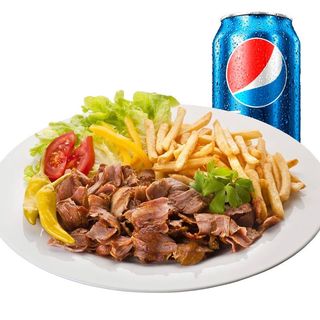Plato Kebab + Patatas  +Ensalada + Arroz + Bebida