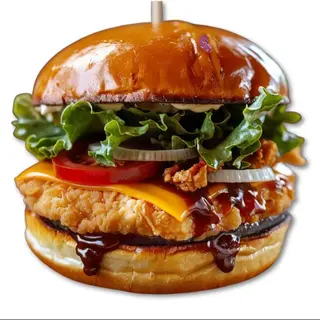 Hamburguesa Chicken Crispy Con Salsa De Bbq con Miel