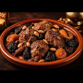 Tajín de Ternera con Ciruelas y Almendras