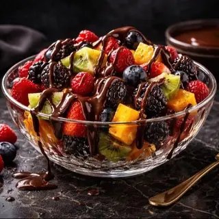 Copa De Fruta Con Chocolate Premium