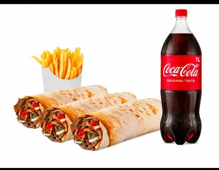3 Durum Kebab + Patatas + 1L. Cola