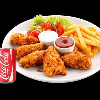 Plato Alitas De Pollo (5 Uds.) + Patatas + Ensalada + Lata