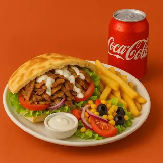Kebab, Solo Carne + Patatas + Bebida