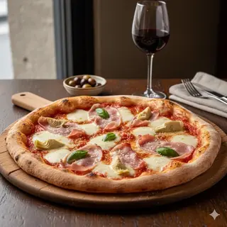 Pizza cotto e carciofi classica