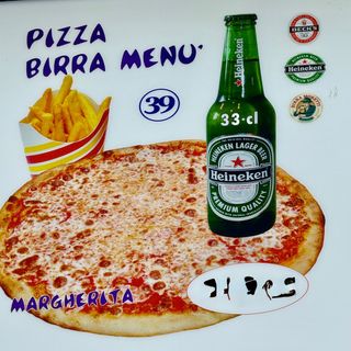 Pizza menù con birra