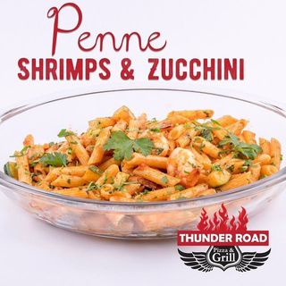 Penne gamberetti e zucchine