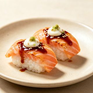 Nigiri salmone flambe