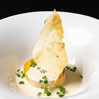 Tortino di zucca su crema di caciocavallo