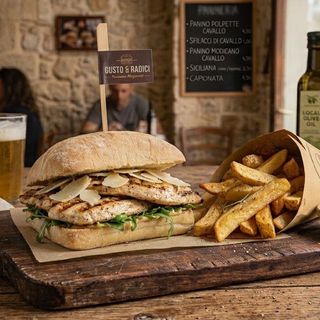 Panino petto di pollo e patatine