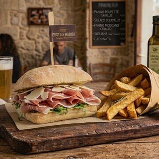 Panino crudo e patatine
