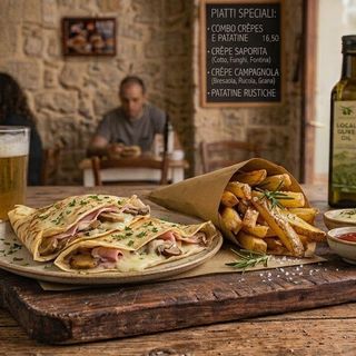 Crêpes porchetta e patatine