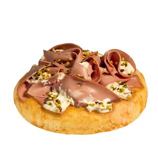 Padellino ricotta montata mortadella e pistacchio