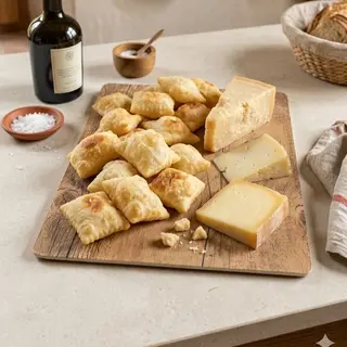 Tagliere Misto Di Formaggi Con Gnocco Fritto