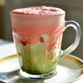 Strawberry matcha latte coffee