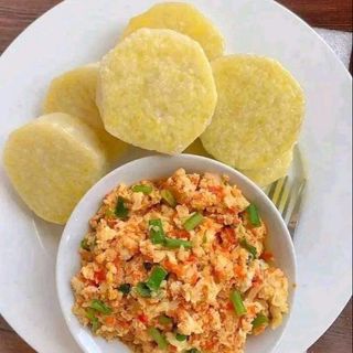 Yam and egg sauce