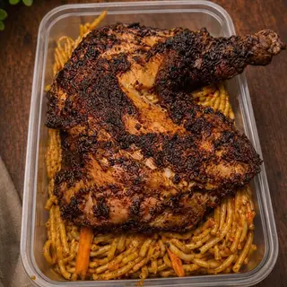 Stir Fry Spaghetti And Bbq Chicken Laps