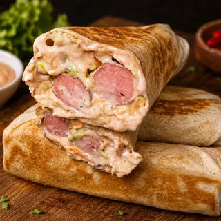 Creamy Chicken Shawarma With Double Sausage