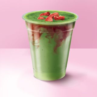 Vanilla-Strawberry Matcha Protein Shake