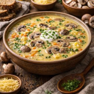 Zupa serowa z pieczarkami