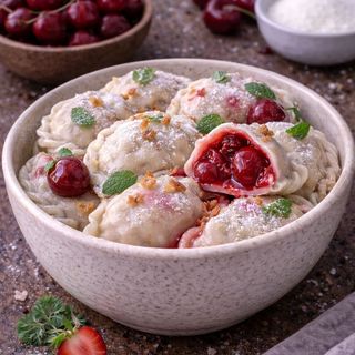 Pierogi z wiśniami na słodko