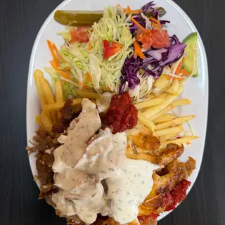 Talerz z kebabem mięso + frytki