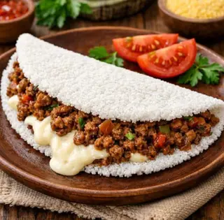 Tapioca de Queijo com Carne