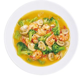 27. Camarão com brócolis e cogumelos 