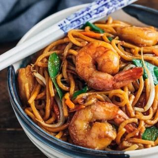 Noodles com Camarões