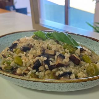 Risoto Espargos e Cogumelos