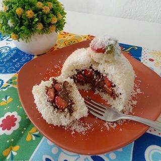 Cuscuz de arroz recheado de Morango e Nutella