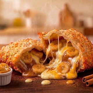 Pastel de Banana,  doce de leite e queijo