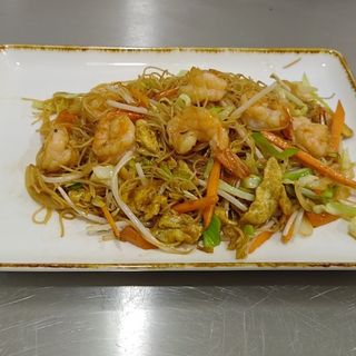 Massa de arroz com gambas 