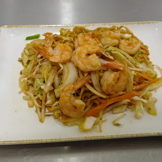 Massa salteada com gambas
